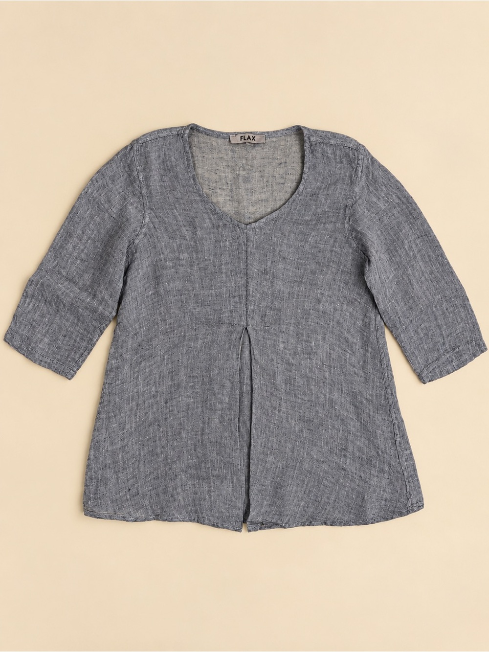 FLAX 100% Linen Gray Lightweight Split-Pleat  Tunic